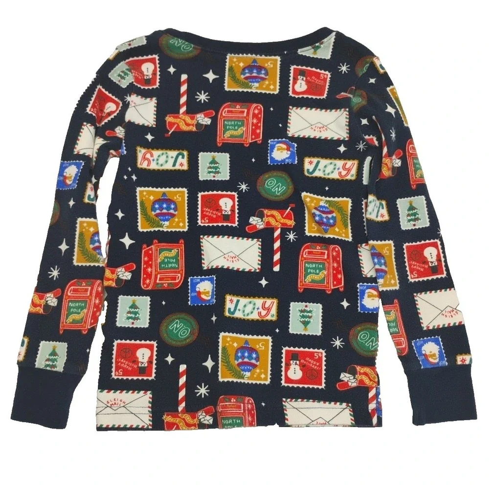 Old Navy Unisex 4T Christmas Stamps Mailbox North Pole Pajamas‎ PJs Snug Fit